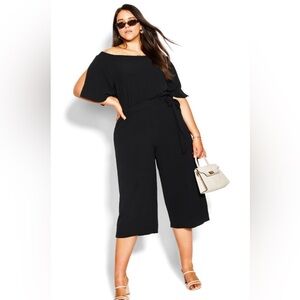 City Chic Off Shoulder Jumpsuit - black